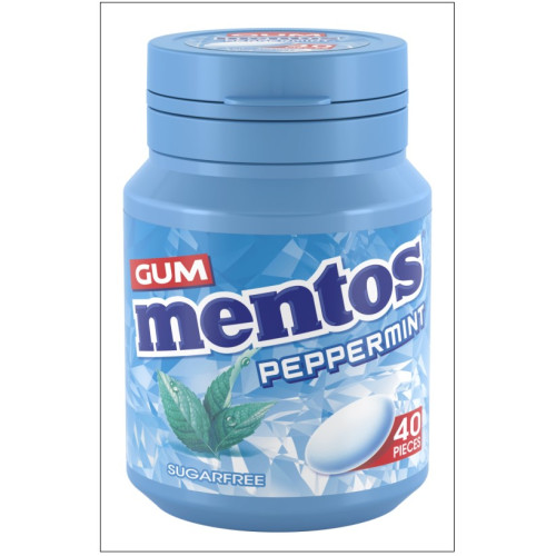 MENTOS PEPPERMINT CHEWING GUM BOTTLE 6x40S