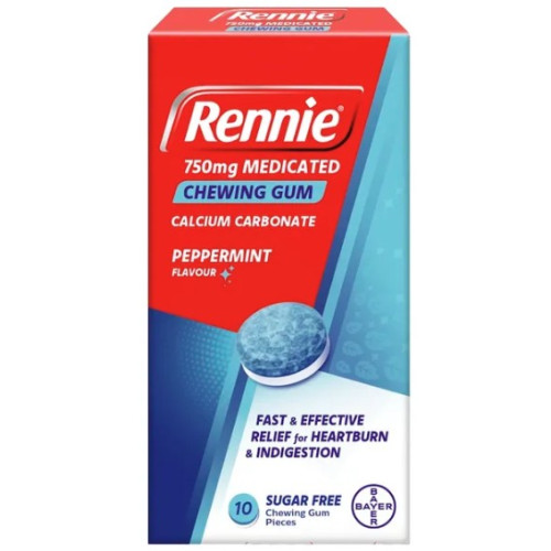 RENNIE PEPPERMINT INDIGESTION CHEWING GUM 6x10s