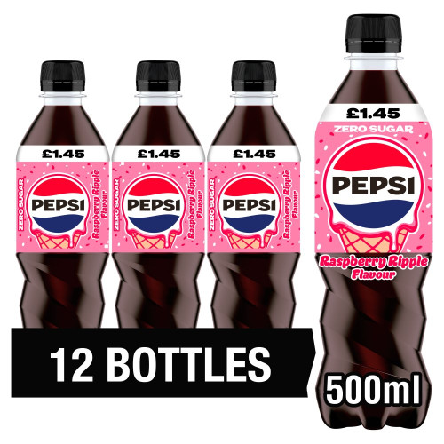 PEPSI ZERO SUGAR RASPBERRY RIPPLE BOTTLE 12x500ML PMP &Acirc;&pound;1.45