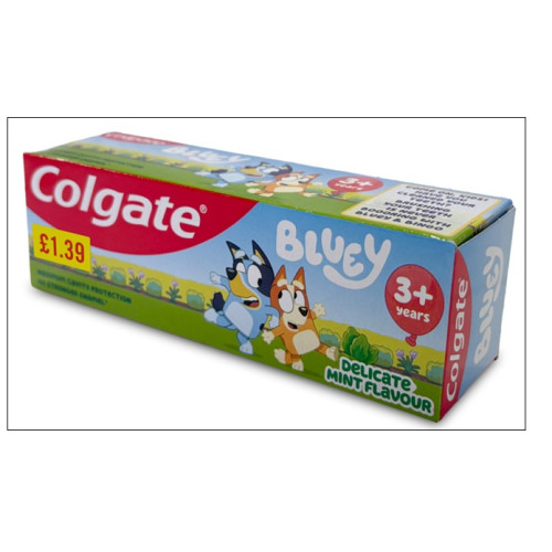 COLGATE KIDS BLUEY 3+YEARS TOOTHPASTE 6x50ML PMP &Acirc;&pound;1.39