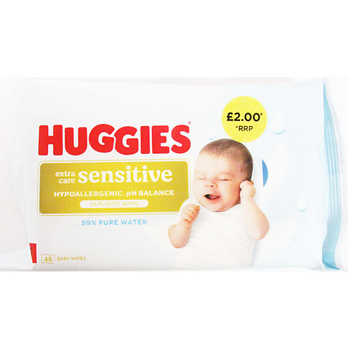 HUGGIES PURE EXTRA SENSITIVE PF BABY WIPES 8x48s PMP &Acirc;&pound;2.00