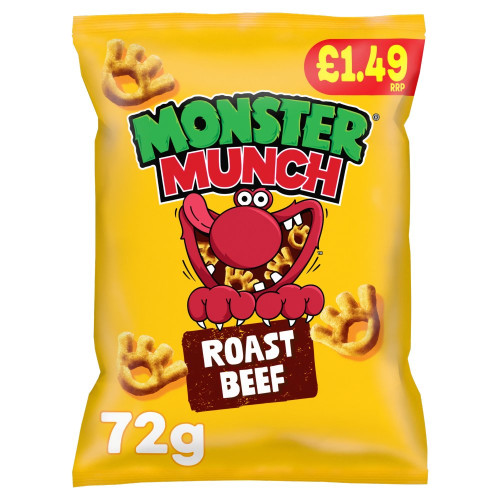 WALKERS MONSTER MUNCH ROAST BEEF CRISPS 18x72G PMP &Acirc;&pound;1.49