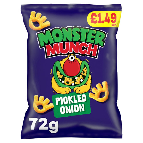 WALKERS MONSTER MUNCH PICKLED ONION CRISPS 18x72G PMP &Acirc;&pound;1.49
