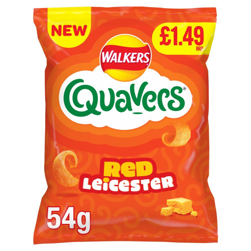 WALKERS QUAVERS RED LEICESTER CRISPS 18x54G PMP &Acirc;&pound;1.49
