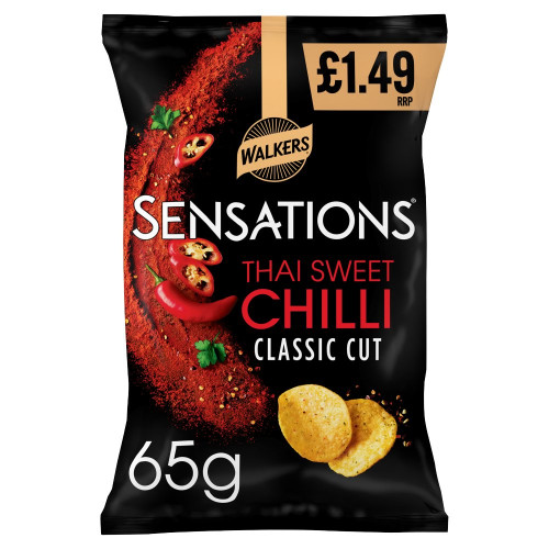 WALKERS SENSATIONS THAI SWEET CHILLI CRISPS 18x65G PMP &Acirc;&pound;1.49