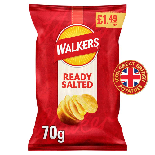 WALKERS READY SALTED CRISPS 18x70G PMP &Acirc;&pound;1.49