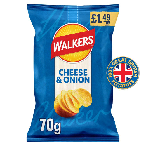 WALKERS CHEESE & ONION CRISPS 18x70G PMP &Acirc;&pound;1.49