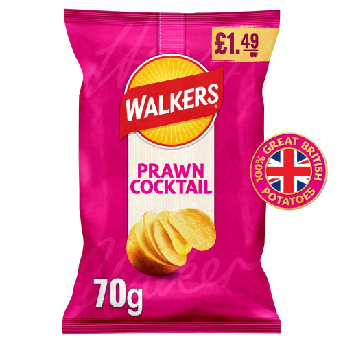 WALKERS PRAWN COCKTAIL CRISPS 18x70G PMP &Acirc;&pound;1.49