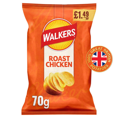 WALKERS ROAST CHICKEN CRISPS 18x70G PMP &Acirc;&pound;1.49