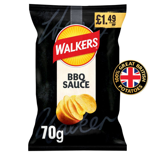 WALKERS BARBEQUE SAUCE CRISPS 18x70G PMP &Acirc;&pound;1.49