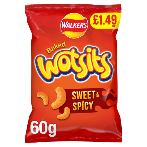 WALKERS WOTSITS SWEET & SPICY CRISPS 18x60G PMP &Acirc;&pound;1.49