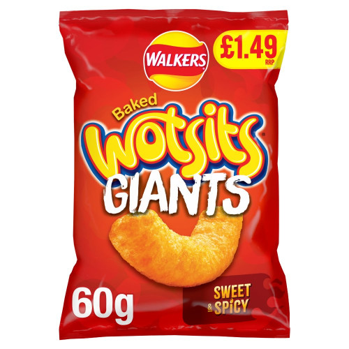 WALKERS WOTSITS GIANT SWEET & SPICY CRISPS 18x60G PMP &Acirc;&pound;1.49