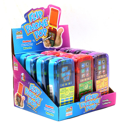 KIDSMANIA FLIP PHONE POP CANDY LOLLIPOPS 12x 30G