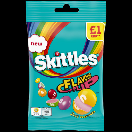 SKITTLES FLAVOUR FLIP SWEETS TREAT BAG 14x109G PMP &Acirc;&pound;1.00