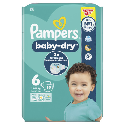 PAMPERS BABY DRY NAPPIES SIZE 6 CARRY PACK 4x19s PMP &Acirc;&pound;5.99