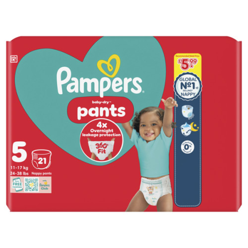 PAMPERS BABY DRY PANTS SIZE 5 CARRY PACK 4x21s PMP &Acirc;&pound;5.99