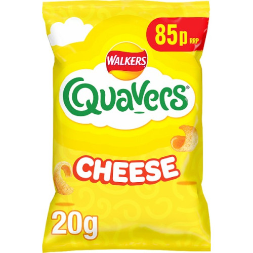 WALKERS QUAVERS CHEESE SNACKS CRISPS 32x20G PMP &Acirc;&pound;0.85