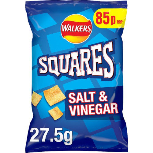 WALKERS SQUARES SALT & VINEGAR SNACKS CRISPS 32x27.5G PMP &Acirc;&pound;0.85