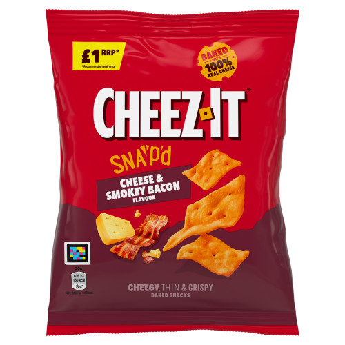 CHEEZ IT CHEESE & BACON CRISPS 16x65G PMP &Acirc;&pound;1.00