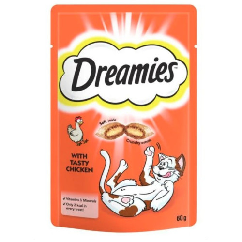 DREAMIES WITH TASTY CHICKEN CAT TREAT 8x60G PMP &Acirc;&pound;1.50