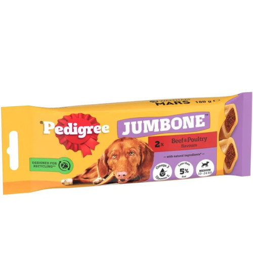 PEDIGREE JUMBONE BEEF POULTRY MEDIUM DOG TREAT 12x180G PMP &Acirc;&pound;1.50