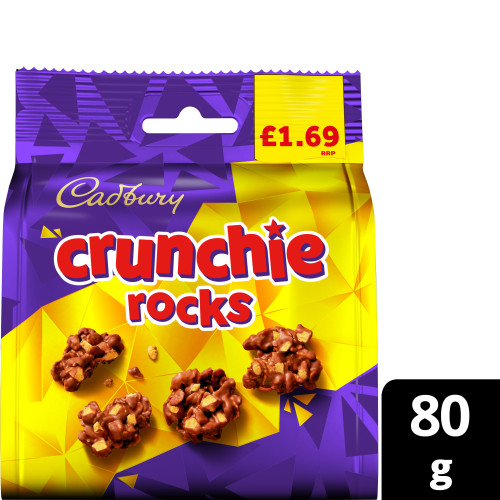 CADBURY CRUNCHIE ROCKS CHOCOLATE BAR 10x80G PMP &Acirc;&pound;1.69