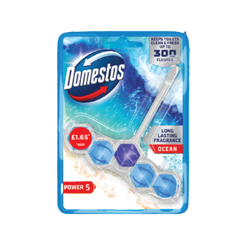 DOMESTOS POWER 5 OCEAN TOILET BLOCK 9xSGL PMP &Acirc;&pound;1.65