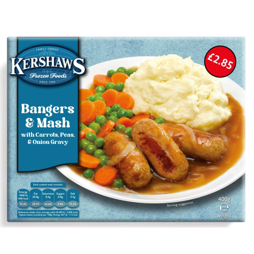 KERSHAWS BANGERS & MASH 1x400G PMP &Acirc;&pound;2.85