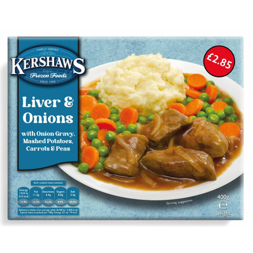 KERSHAWS LIVER & ONION 1x400G PMP &Acirc;&pound;2.85
