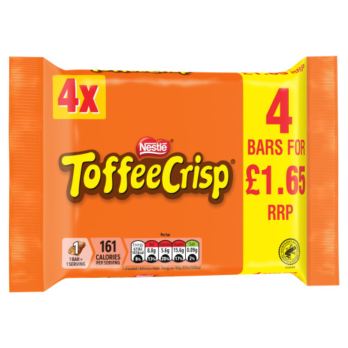 TOFFEE CRISP CHOCOLATE 4 PACK 14x124G PMP &Acirc;&pound;1.65