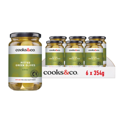 COOKS&CO PITTED GREEN OLIVES 6x354G
