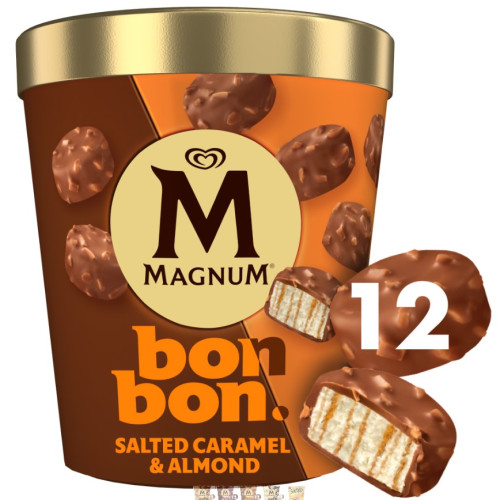 WALLS MAGNUM BONBON SALTED CARAMEL & ALMOND ICE CREAM 12 PACK 8x204ML