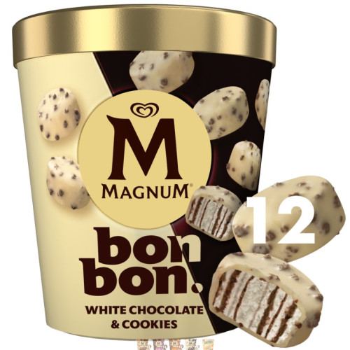 WALLS MAGNUM BONBON WHITE CHOCOLATE COOKIE ICE CREAM 12 PACK 1x204ML